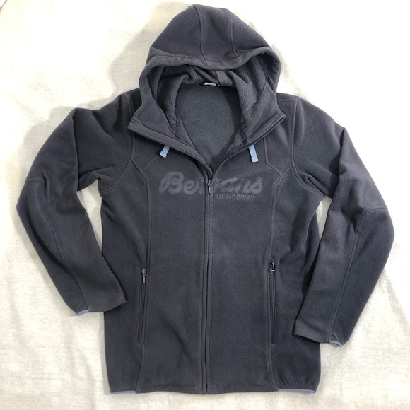 Bergans by Norway ski wear fleece hoodie gray blue MED mens heavyweight skiwear - Picture 3 of 10